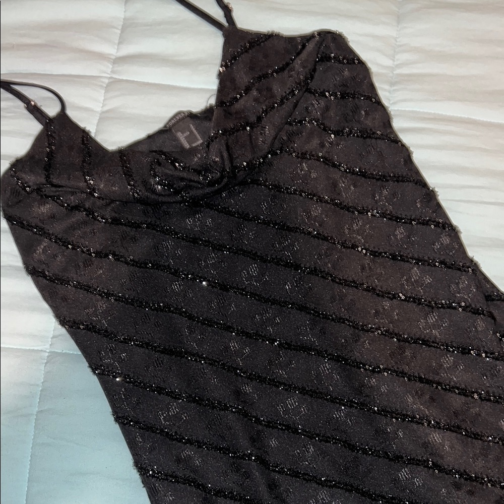 Black and Silver Striped Mini Dress
